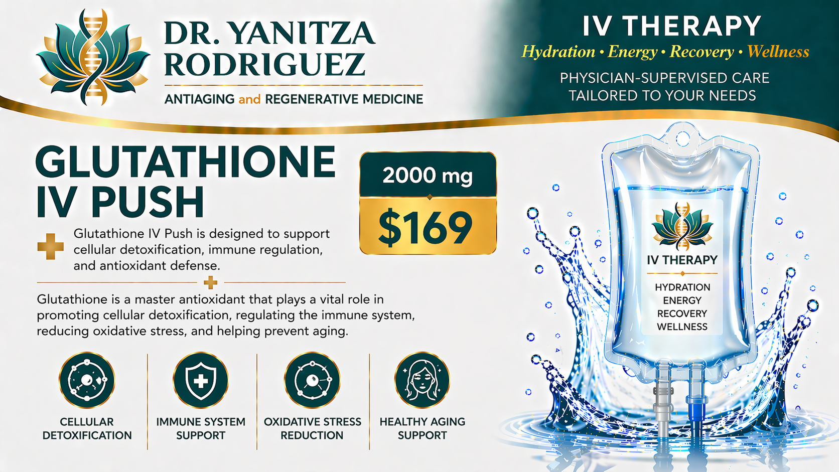 Glutathione IV push therapy illustration